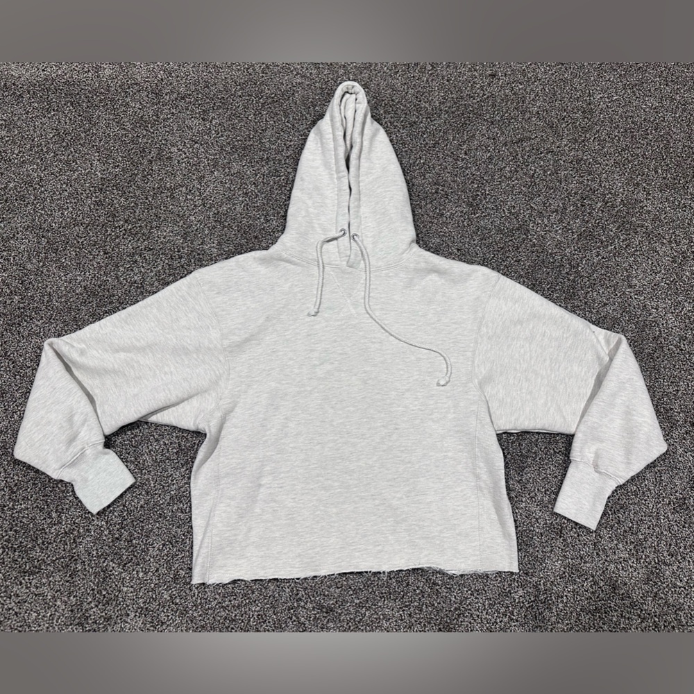 Enza Costa Oatmeal Cropped Hoodie – Medium – Raw Hem